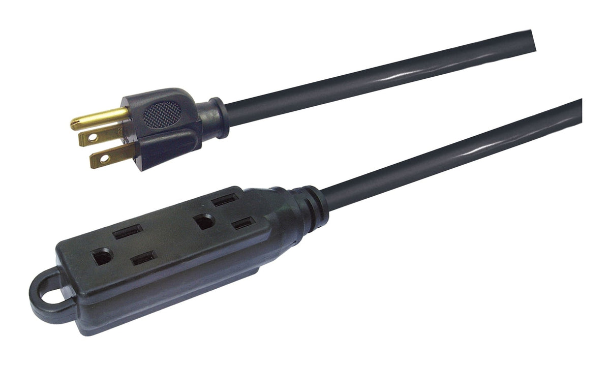 32-ft 10-in 16/3 Light Duty Extension Cord with 3 Grounded Outlets. Audio / Visual, Black