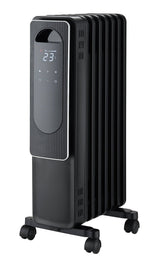 Digital Electric Oil-Filled Radiator Heater with Remote Control, 1500W, Black