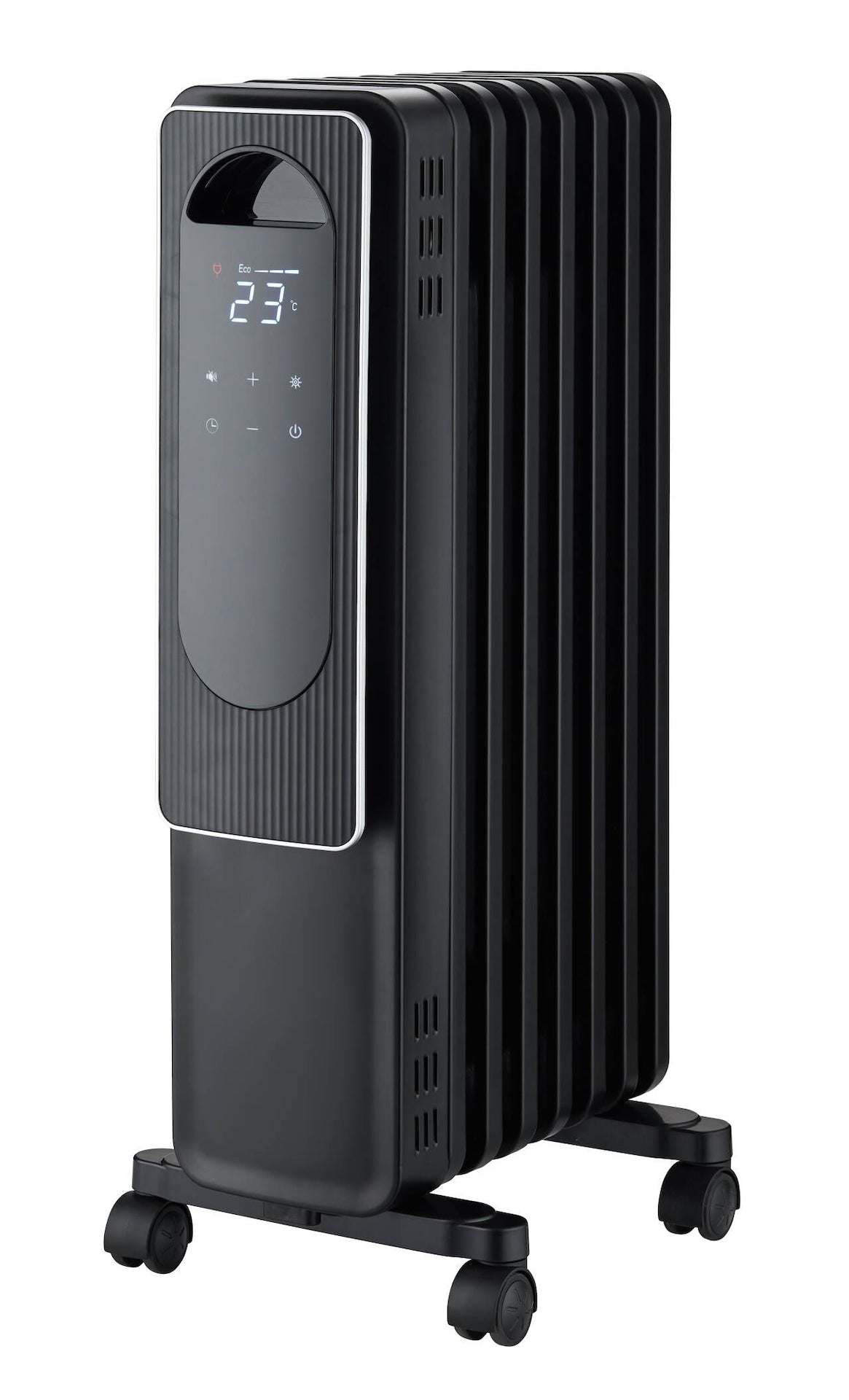 Digital Electric Oil-Filled Radiator Heater with Remote Control, 1500W, Black