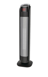 Oscillating Tower Ceramic Heater withRemote Control & Thermostat, 1500W, Black, 24-in