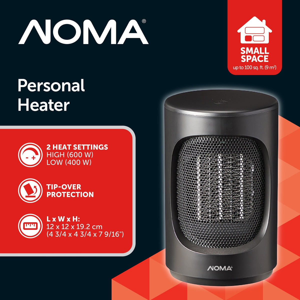 Personal Heater, 600 W, Black