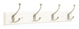 Stainless Steel 4-Tri Hook Rail, White/Silver, 27-in