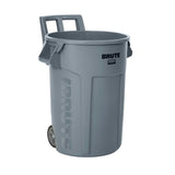 Commercial Wheeled Brute Circular Outdoor Garbage Can, Grey, 121-L