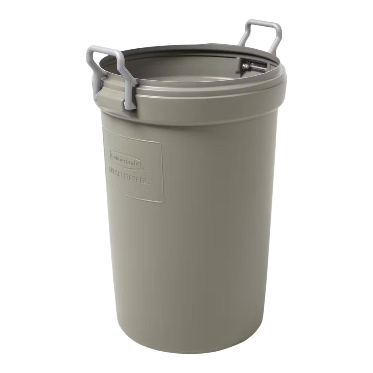 Plastic Circular Animal Stopper Garbage Can, Grey, 121-L