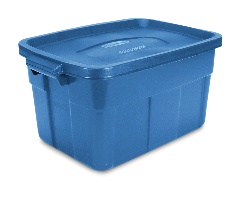 Roughneck Stackable Storage Box with Lid, 53-L, Blue