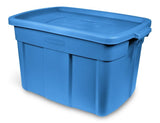 Roughneck Stackable Storage Box with Lid, 68-L, Blue