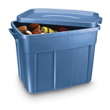 Roughneck Stackable Storage Box with Lid, 68-L, Blue