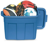 Roughneck Stackable Storage Box with Lid, 68-L, Blue