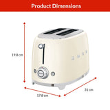 50's Retro 2-Slice Toaster, Cream