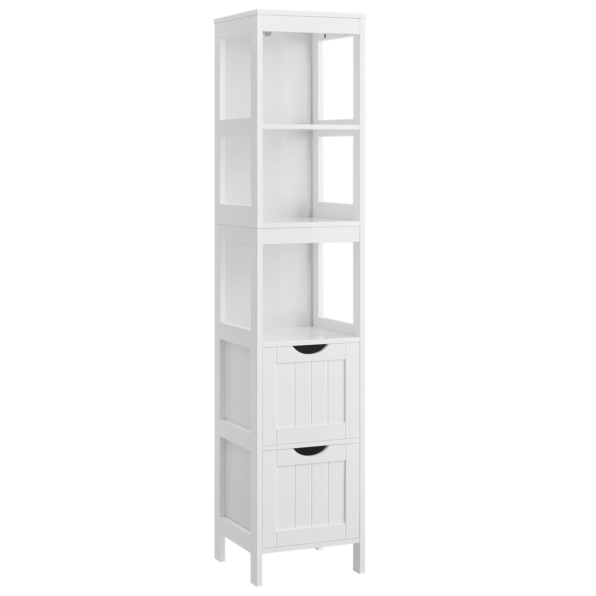 Home 2-Drawer White Cabinet with 3 Open Shelves