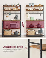 Home Rustic Brown Baker's Rack with 4 AC Outlets