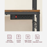 Home Rustic Brown Baker's Rack with Charging Station