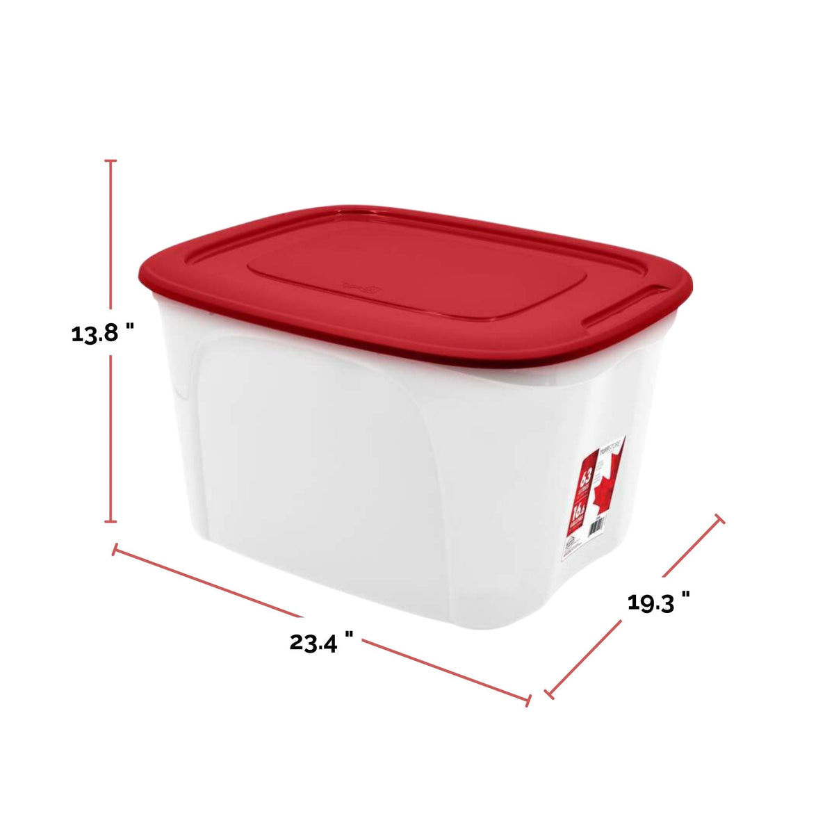 Stackable Storage Box with Lid, 63-L, Red/White, 63 Litre Storage Container