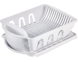 Plastic Nesting Dish/Cutlery Drying Rack & Drainboard Tray For Kitchen, White