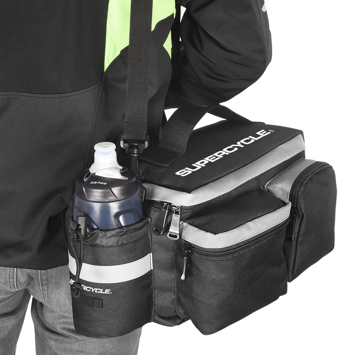 Rack Top Bike Bag withAluminum Foil & Reflective Strip, 8L, Black
