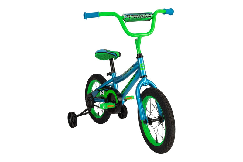 Titanium Kids' Bike with Training Wheels, Blue,14-in P7631