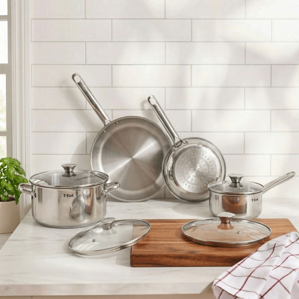 Viva Stainless Steel Cookware Set, Dishwasher & Oven Safe, Pots and Pans Set, 10-pc