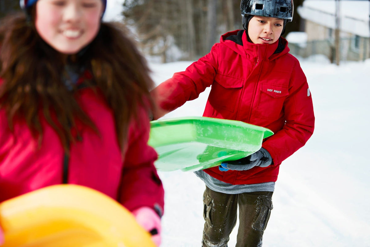 T-Rex Dinosaur Paw Kids' 1-Person Plastic Winter Snow Sled/Toboggan with Tow Rope