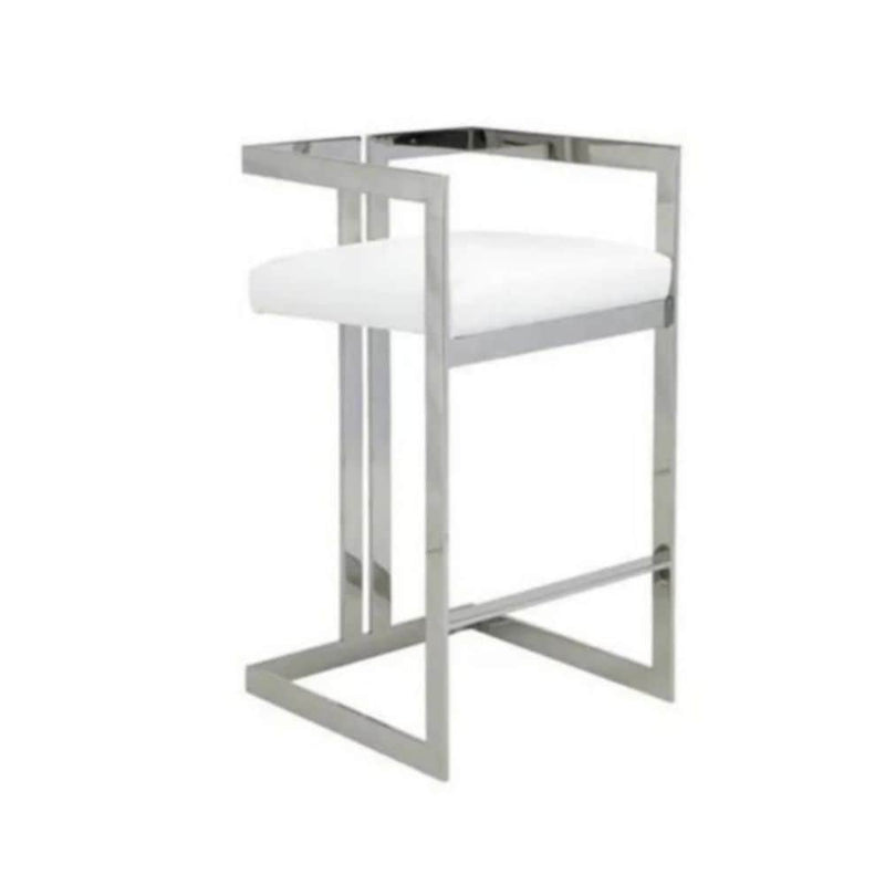 White Cushioned Harvey Stool with Silver Frame U9831