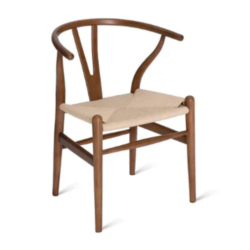 Wishbone Wood Dining Chair with Woven Seat, Walnut Z5054