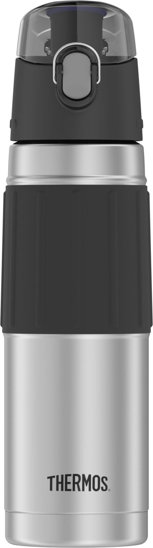 Stainless Steel Water Bottle, 530-mL, Black, with Push Button Lid