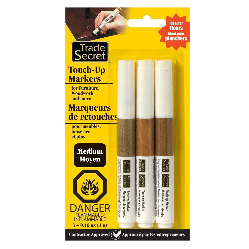 Medium Touch Up Markers for Wood, Medium Brown, 3-pk
