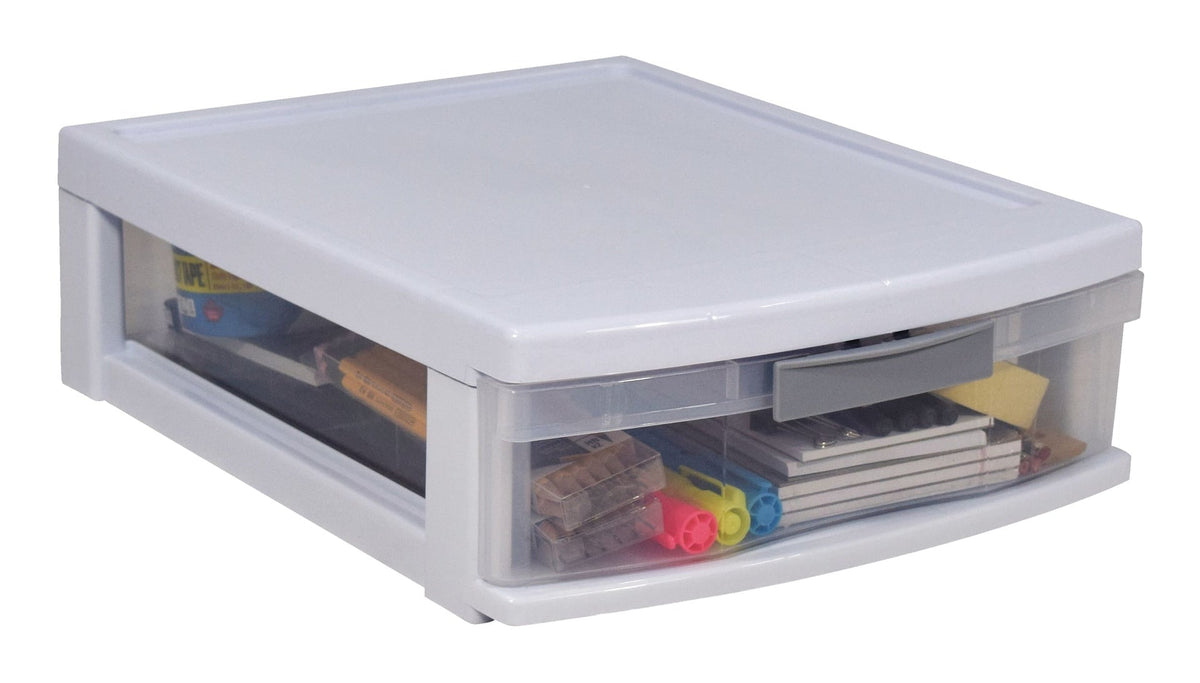 type A Element Clear White Frame Single Storage Drawer, 5-in