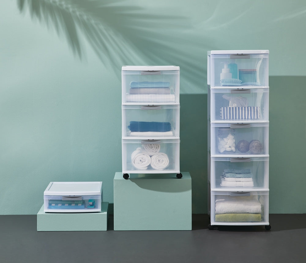 type A Element Clear White Frame Single Storage Drawer, 5-in