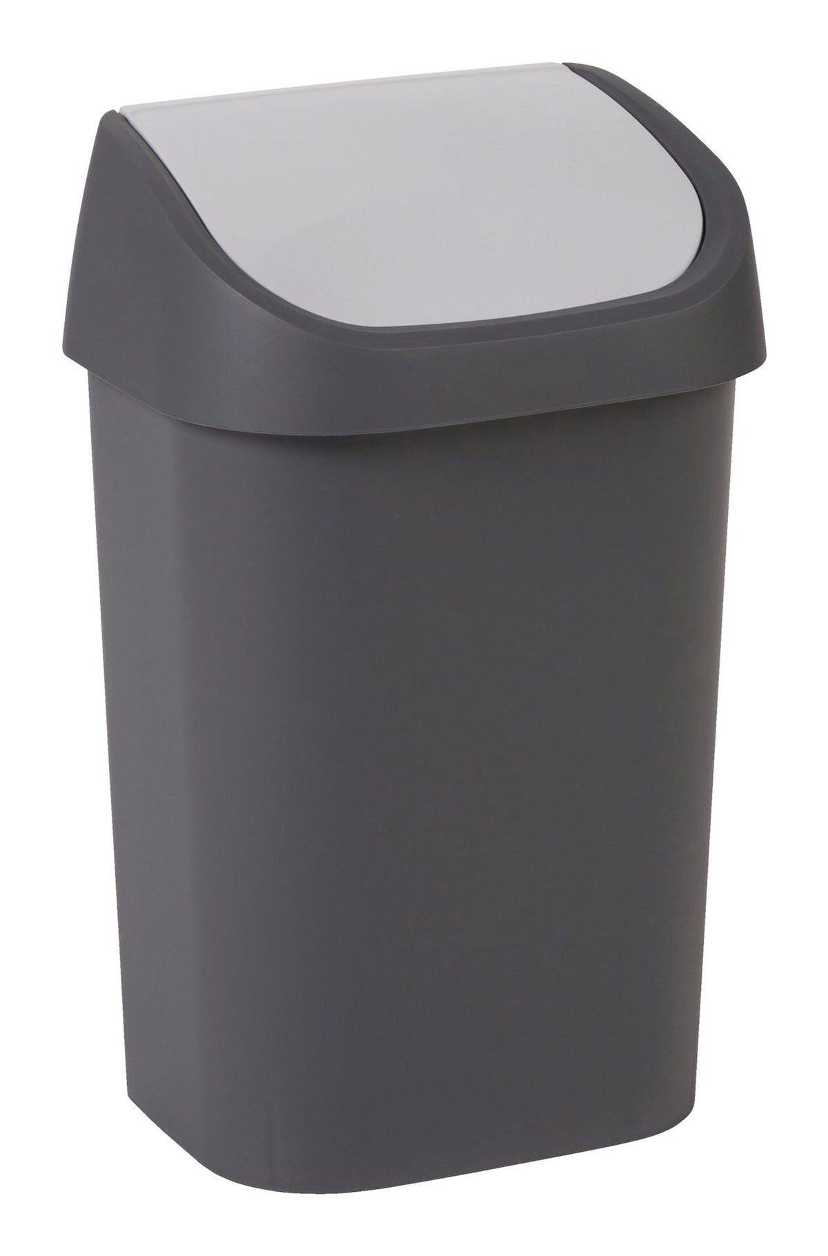 type A Plastic Swing-Top Garbage Bin, Black/Grey, 25-L