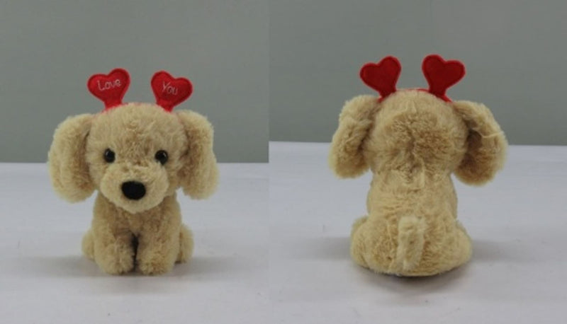 Valentine's Day Plush Dog with Heart Headband Gift for Valentine's/Anniversary Day, 6.5-in Z3062