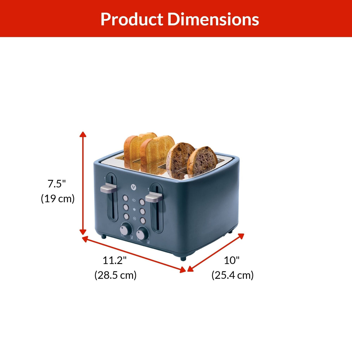 4-Slice Toaster with Extra-Wide Slots, Bluefin