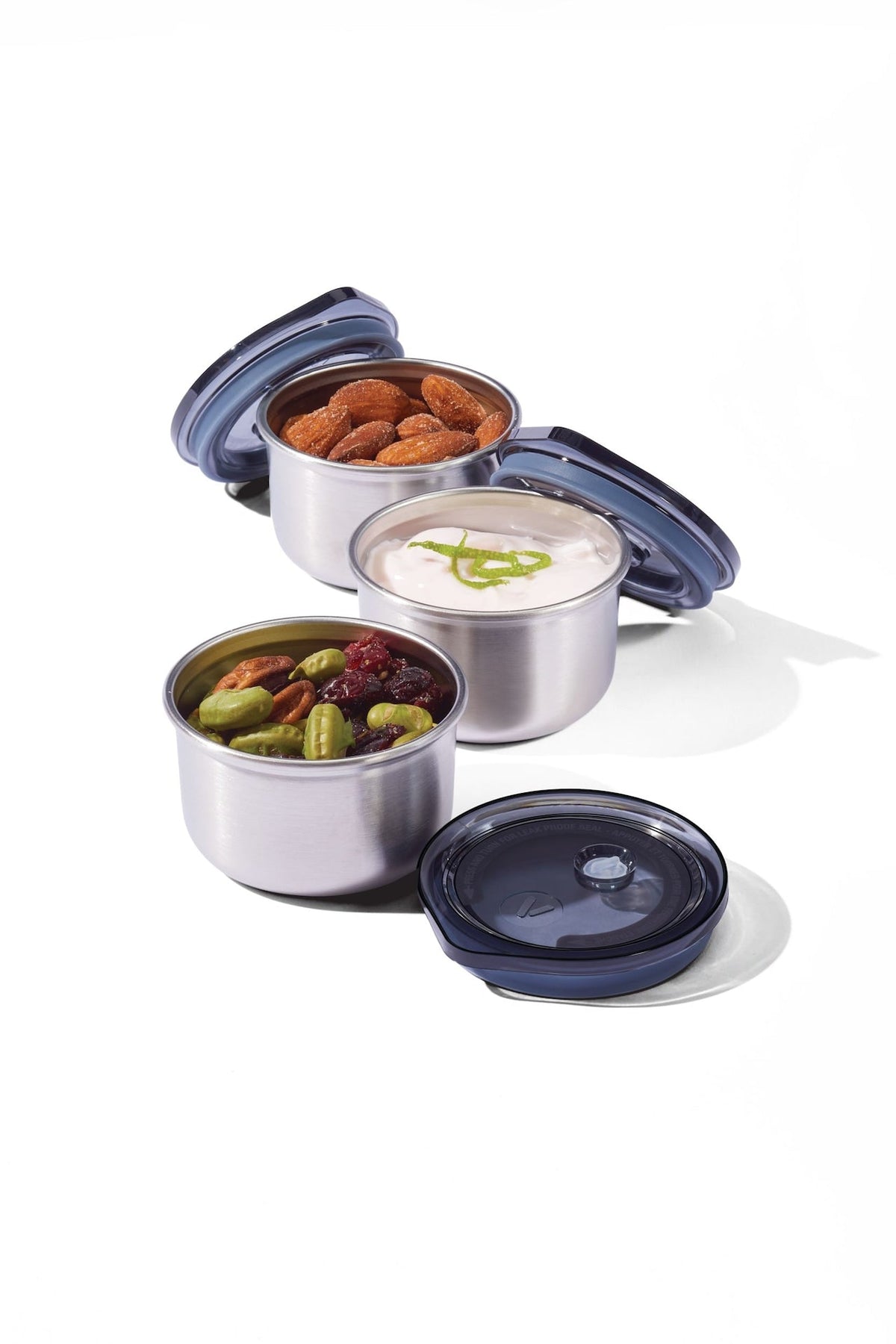 Leakproof Stainless Steel Mini Food Storage Pots and Lids, 3 Count