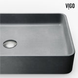Basilica Gothic Grey Bathroom Sink/Basin Set with Sterling Faucet and Rectangular Vessel