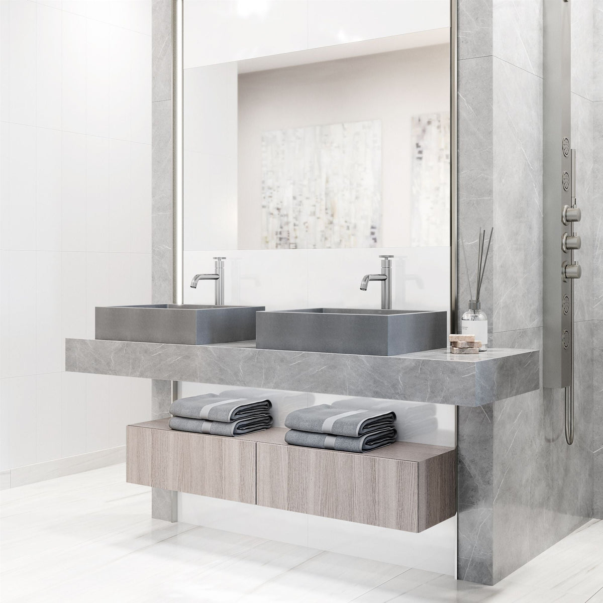 Coca Gothic 19x15-in Deep Grey Bathroom Sink/Basin with Rectangular Vessel