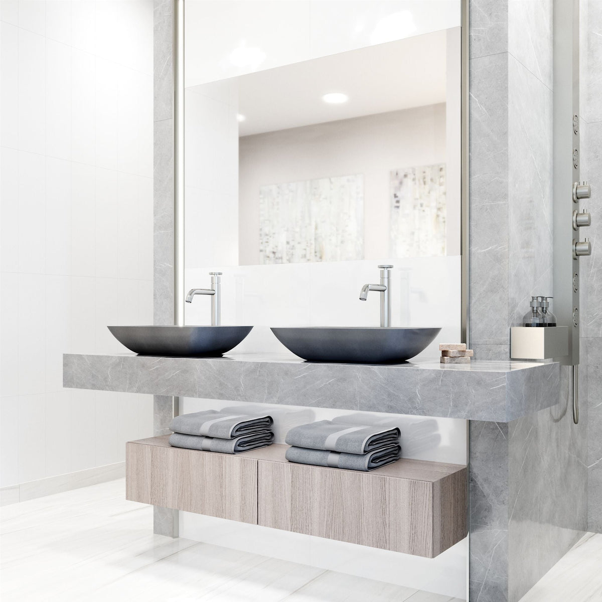 Duomo Gothic 18x13-in Deep Grey Bathroom Sink/Basin with Rectangular Vessel