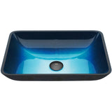 Glass Rectangular Vessel Bathroom Sink/Basin, Turquoise