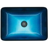 Glass Rectangular Vessel Bathroom Sink/Basin, Turquoise