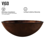 Glass Russet Brown Bathroom Sink/Basin Set with Niko Faucet and Round Vessel