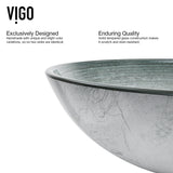 Glass Simply Silver Bathroom Sink/Basin Set with Chrome Duris Faucet and Round Vessel