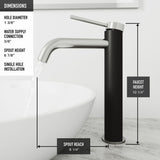 Lexington Single Handle Vessel Sink Bathroom Faucet with cFiber Body, Brushed Nickel