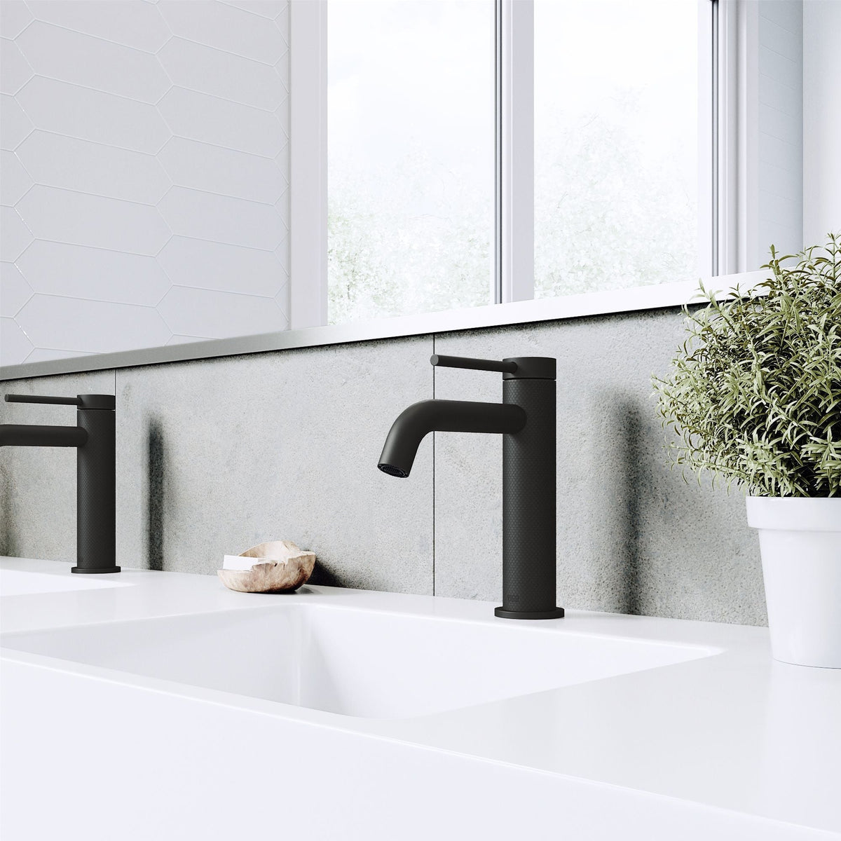 Madison Single Handle Single Hole cFiber Bathroom Sink Faucet, Matte Black