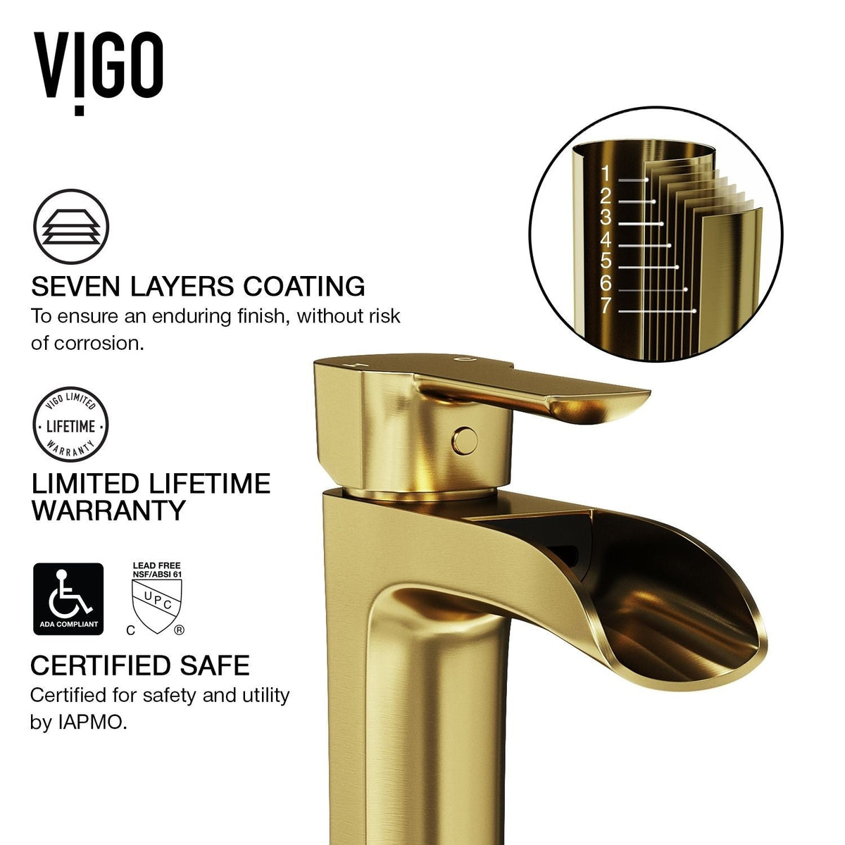 Niko Single Handle Single-Hole Bathroom Vessel Faucet in Matte Brushed Gold