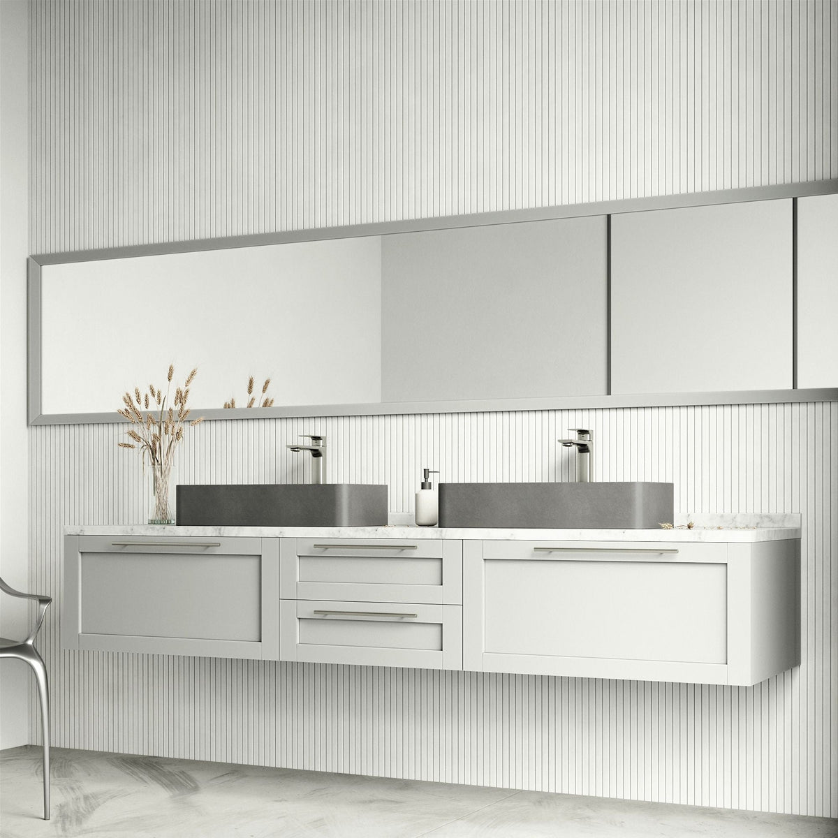 Palazzo Gothic 24x11-in Deep Grey Bathroom Sink/Basin with Rectangular Vessel