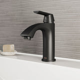 Penela Single Handle Single Hole Bathroom Sink Faucet, Matte Black