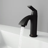 Penela Single Handle Single Hole Bathroom Sink Faucet, Matte Black