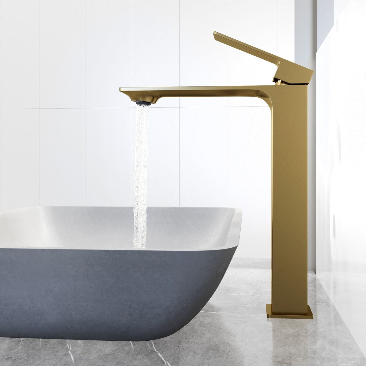 Ravenna Gothic Grey Bathroom Sink/Basin Set with Dunn Faucet and Round Vessel