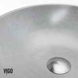 Ravenna Gothic Grey Bathroom Sink/Basin Set with Dunn Faucet and Round Vessel