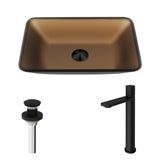 Sottile Amber Bathroom Sink/Basin Set with Gotham Faucet and Glass Vessel