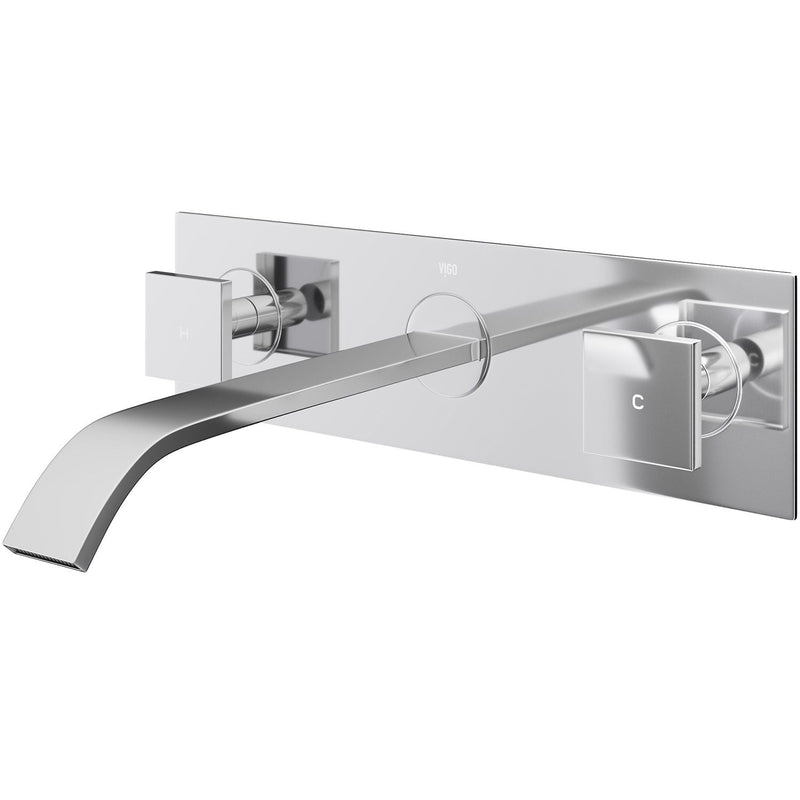 Titus Wall Mount Dual Handle Bathroom Sink Faucet, Eco-Friendly 1.2 GPM Flow Rate, Chrome A8202