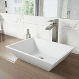 Vinca Matte Stone Vessel Bathroom Sink/Basin with Deep Bowl, White